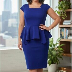 royal blue peplum dress plus size PLUS SIZE Onyx Neoprene Peplum Dress